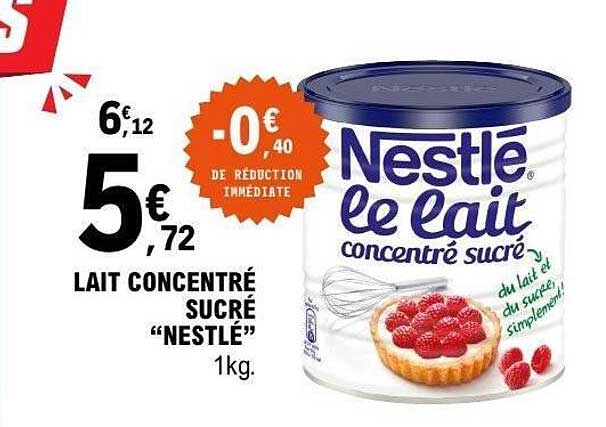 LAIT CONCENTRÉ SUCRÉ “NESTLÉ” 1kg.