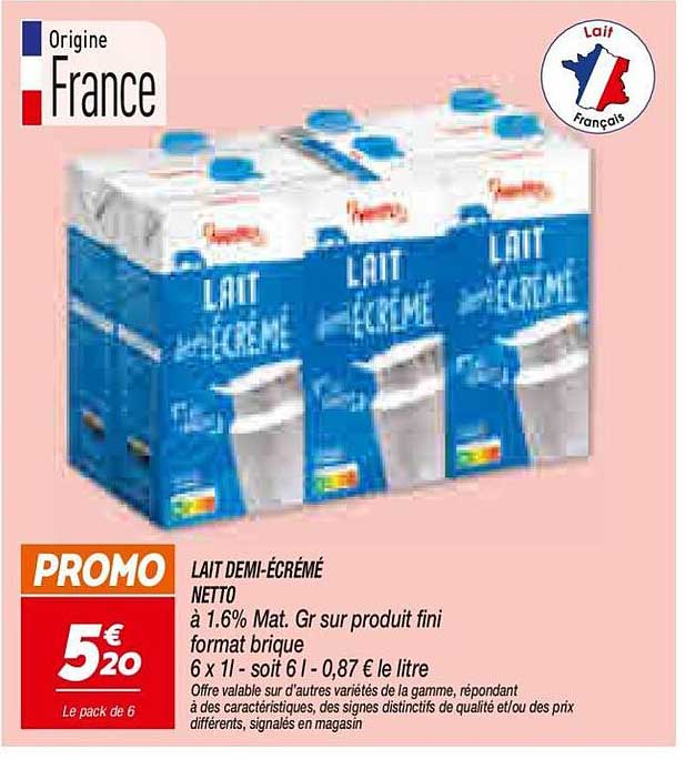 LAIT DEMI-ÉCRÉMÉ NETTO