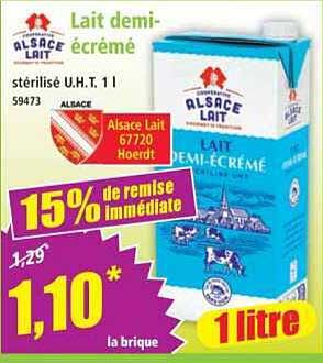 Lait demi-écrémé stérilisé U.H.T. 1 l