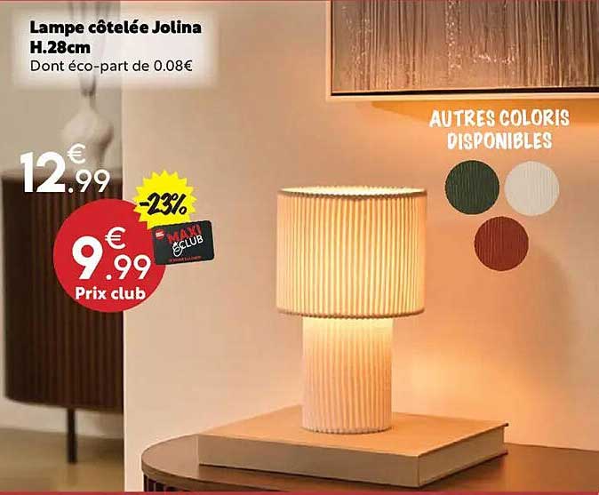 Lampe côtelée Jolina H.28cm