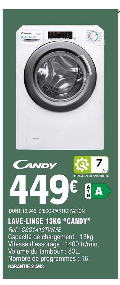 LAVE-LINGE 13KG “CANDY”