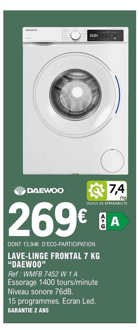 LAVE-LINGE FRONTAL 7 KG “DAEWOO”
