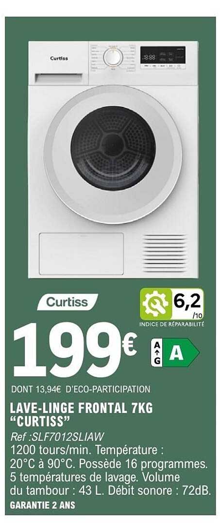 LAVE-LINGE FRONTAL 7KG “CURTISS”