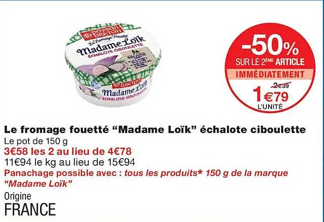 Le fromage fouetté “Madame Loïk” échalote ciboulette