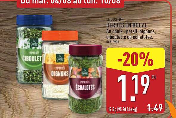 LE GUSTO HERBES EN BOCAL Au choix : persil, oignons, ciboulette ou échalotes. Réf. 8901