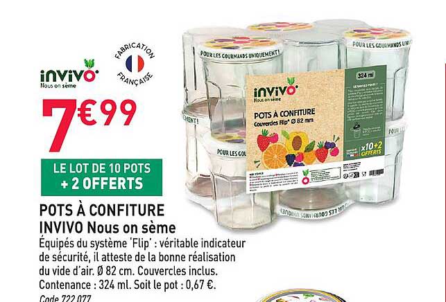 LE LOT DE 10 POTS + 2 OFFERTS