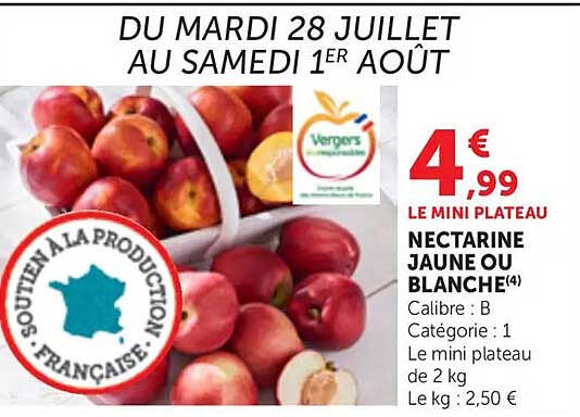 LE MINI PLATEAU NECTARINE JAUNE OU BLANCHE