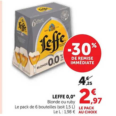 LEFFE 0,0° Blonde ou ruby