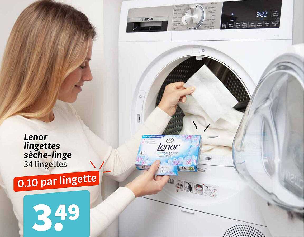 Lenor lingettes sèche-linge 34 lingettes