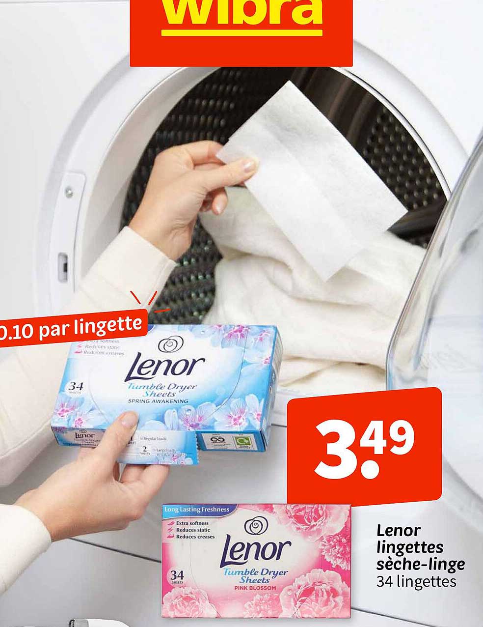 Lenor lingettes sèche-linge 34 lingettes
