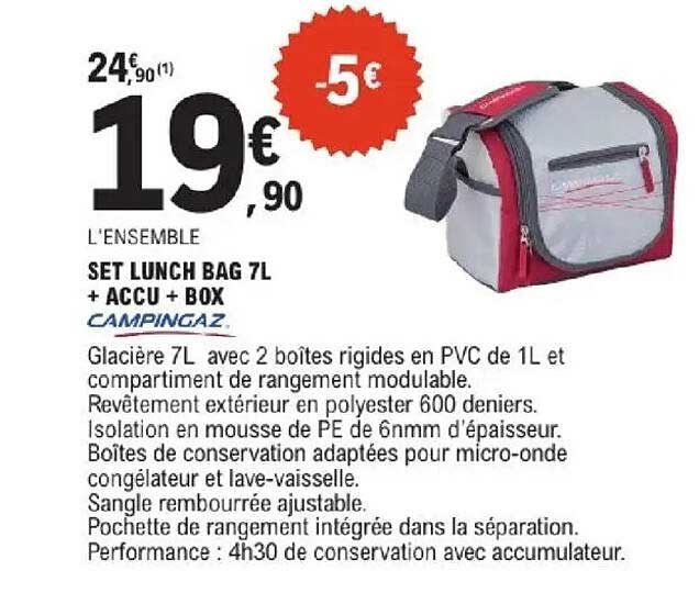 L'ENSEMBLE SET LUNCH BAG 7L + ACCU + BOX CAMPINGAZ