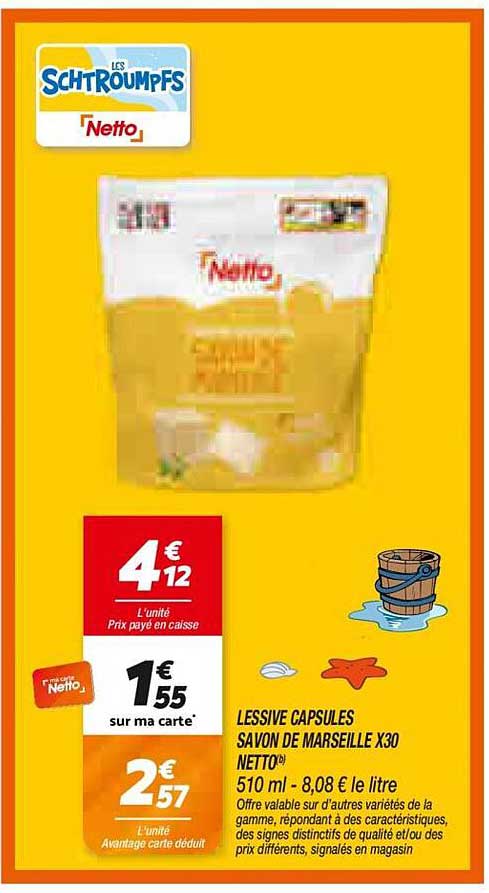 LESSIVE CAPSULES SAVON DE MARSEILLE X30 NETTO