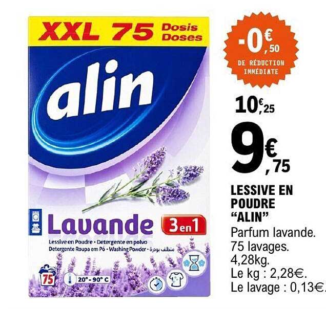 LESSIVE EN POUDRE “ALIN” Parfum lavande. 75 lavages. 4,28kg.