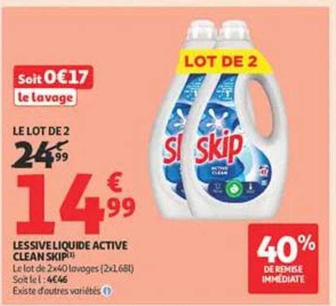 LESSIVE LIQUIDE ACTIVE CLEAN SKIP