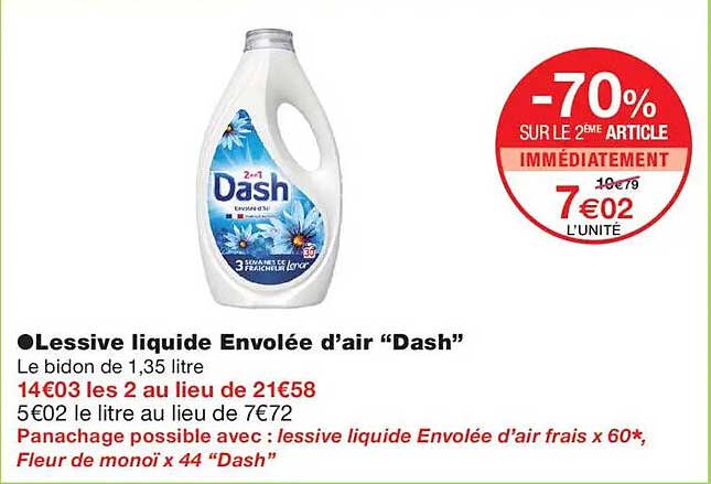 Lessive liquide Envolée d’air “Dash”