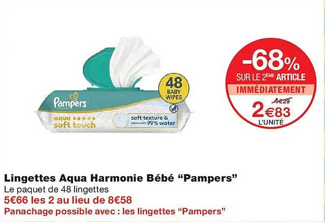 Lingettes Aqua Harmonie Bébé “Pampers”