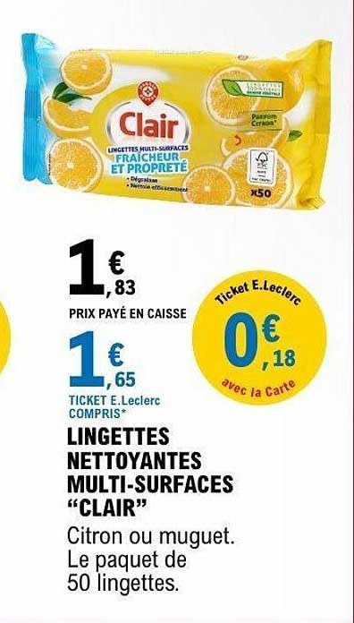LINGETTES NETTOYANTES MULTI-SURFACES “CLAIR”