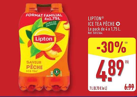 LIPTON ICE TEA PÊCHE le pack de 4 x 1,75 L