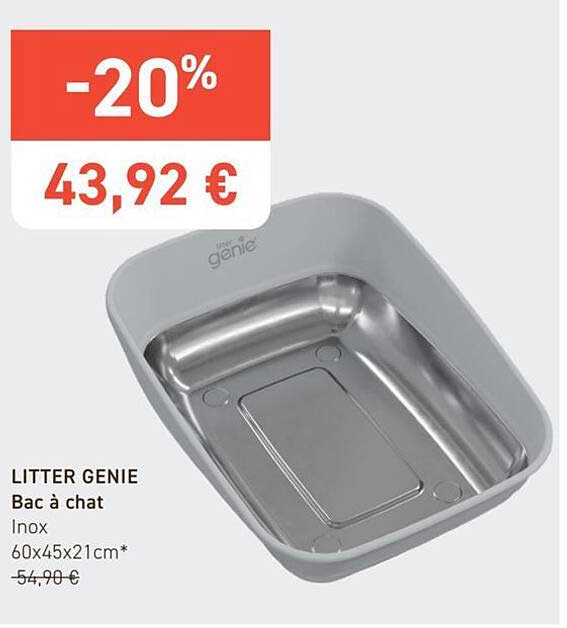 LITTER GENIE Bac à chat Inox 60x45x21cm*