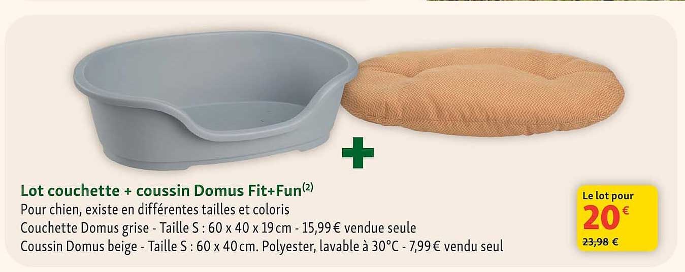 Lot couchette + coussin Domus Fit+Fun