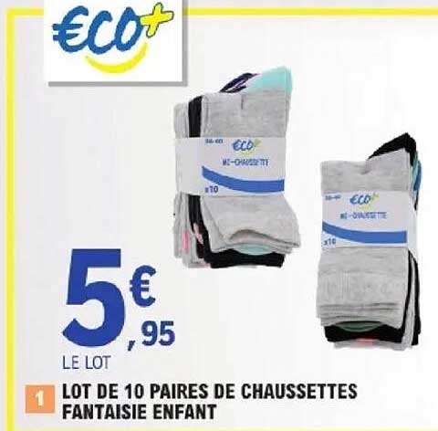LOT DE 10 PAIRES DE CHAUSSETTES FANTAISIE ENFANT