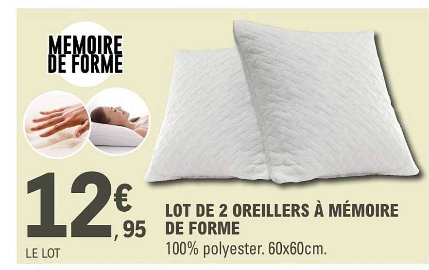 LOT DE 2 OREILLERS À MÉMOIRE DE FORME