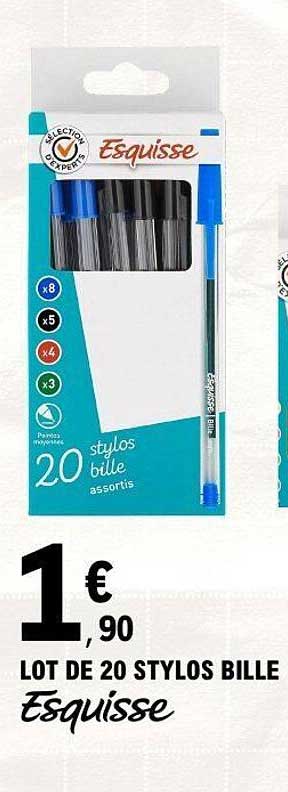 LOT DE 20 STYLOS BILLE Esquisse