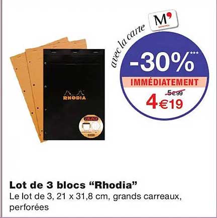 Lot de 3 blocs “Rhodia”