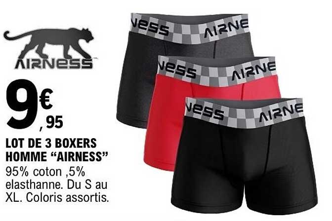 LOT DE 3 BOXERS HOMME “AIRNESS”