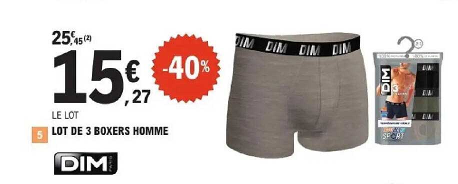 LOT DE 3 BOXERS HOMME