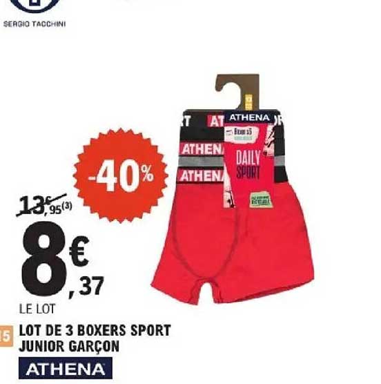 LOT DE 3 BOXERS SPORT JUNIOR GARÇON ATHENA