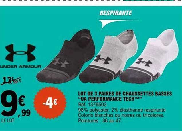 LOT DE 3 PAIRES DE CHAUSSETTES BASSES "UA PERFORMANCE TECH™"
