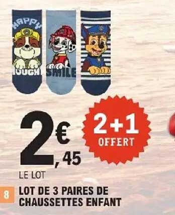 LOT DE 3 PAIRES DE CHAUSSETTES ENFANT