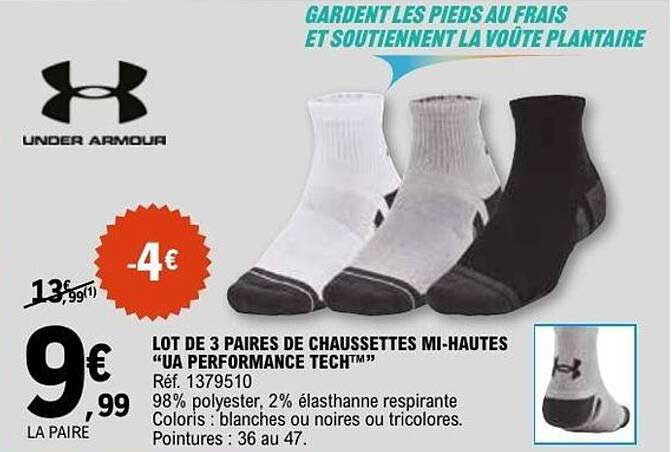 LOT DE 3 PAIRES DE CHAUSSETTES MI-HAUTES “UA PERFORMANCE TECH™”