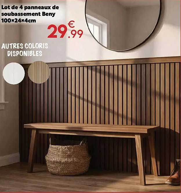 Lot de 4 panneaux de soubassement Beny 100×24×4cm