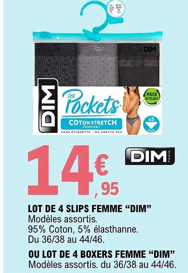 LOT DE 4 SLIPS FEMME “DIM”