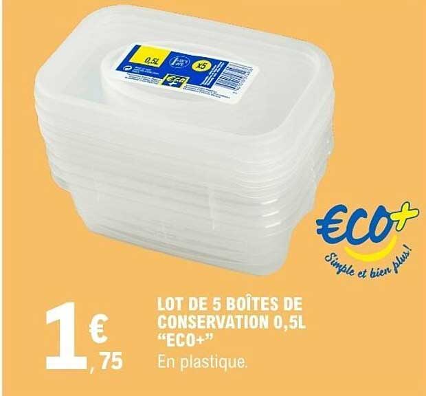 LOT DE 5 BOÎTES DE CONSERVATION 0,5L “ECO+”