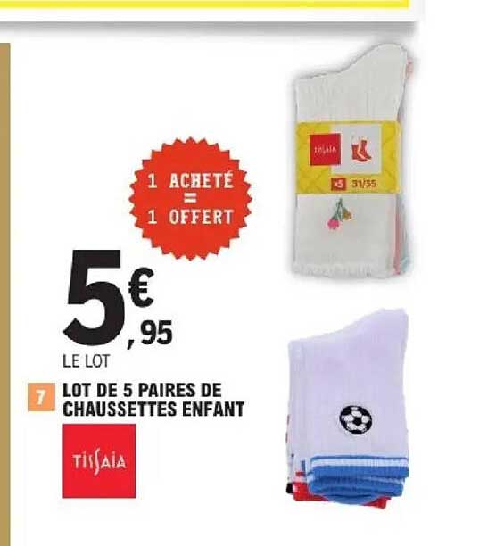 LOT DE 5 PAIRES DE CHAUSSETTES ENFANT