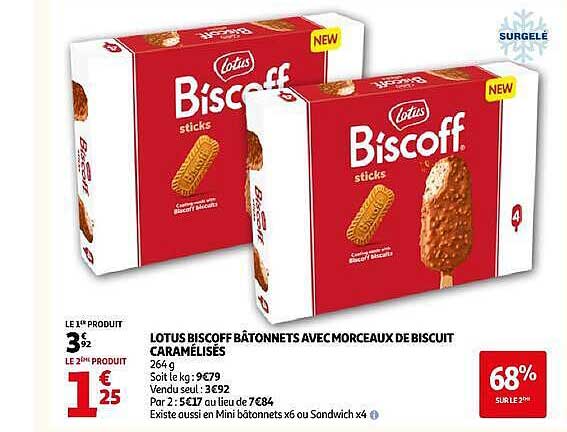 LOTUS BISCOFF BÂTONNETS AVEC MORCEAUX DE BISCUIT CARAMÉLISÉS