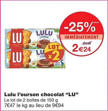 Lulu l’ourson chocolat “LU”