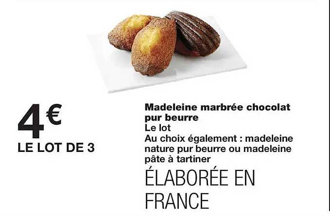 Madeleine marbrée chocolat pur beurre