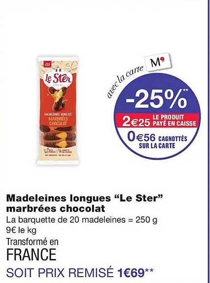 Madeleines longues “Le Ster” marbrées chocolat