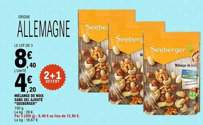 MÉLANGE DE NOIX SANS SEL AJOUTÉ "SEEBERGER"