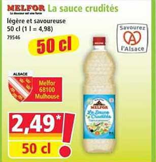 Melfor La sauce crudités légère et savoureuse 50 cl (1 l = 4,98)