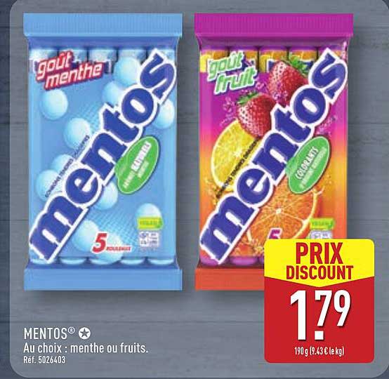 MENTOS® Au choix : menthe ou fruits.
