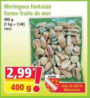 Meringues fantaisie forme fruits de mer