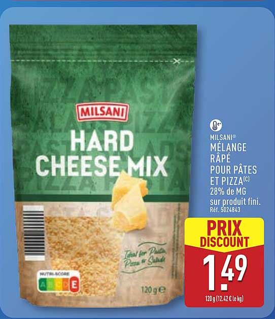 MILSANI® MÉLANGE RÂPÉ POUR PÂTES ET PIZZA(c) 28% de MG sur produit fini. Réf. 5024843