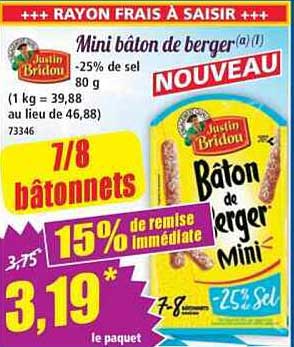 Mini bâton de berger -25% de sel 80 g