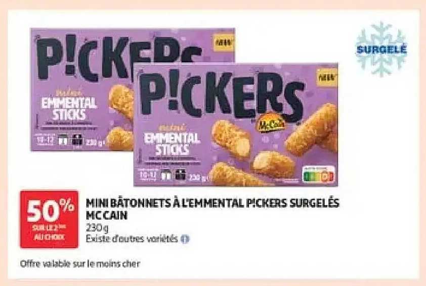 MINI BÂTONNETS À L’EMMENTAL PICKERS SURGELÉS MCCAIN