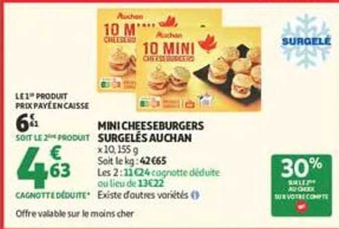 MINI CHEESEBURGERS SURGELÉS AUCHAN